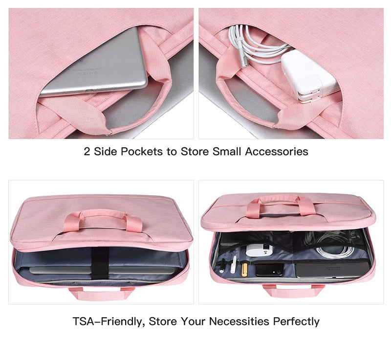 imComor 15.6 Inch Laptop Sleeve TSA Case for Women Ladies Bag for Macbook Pro 16" M4 M3 M2 M1, Lenovo Ideapad 15.6", HP Envy/Victus 15.6, Dell Inspiron 15, Acer Aspire/Nitro 15, ASUS MSI Macbook 15 Case, Pink - Image 5